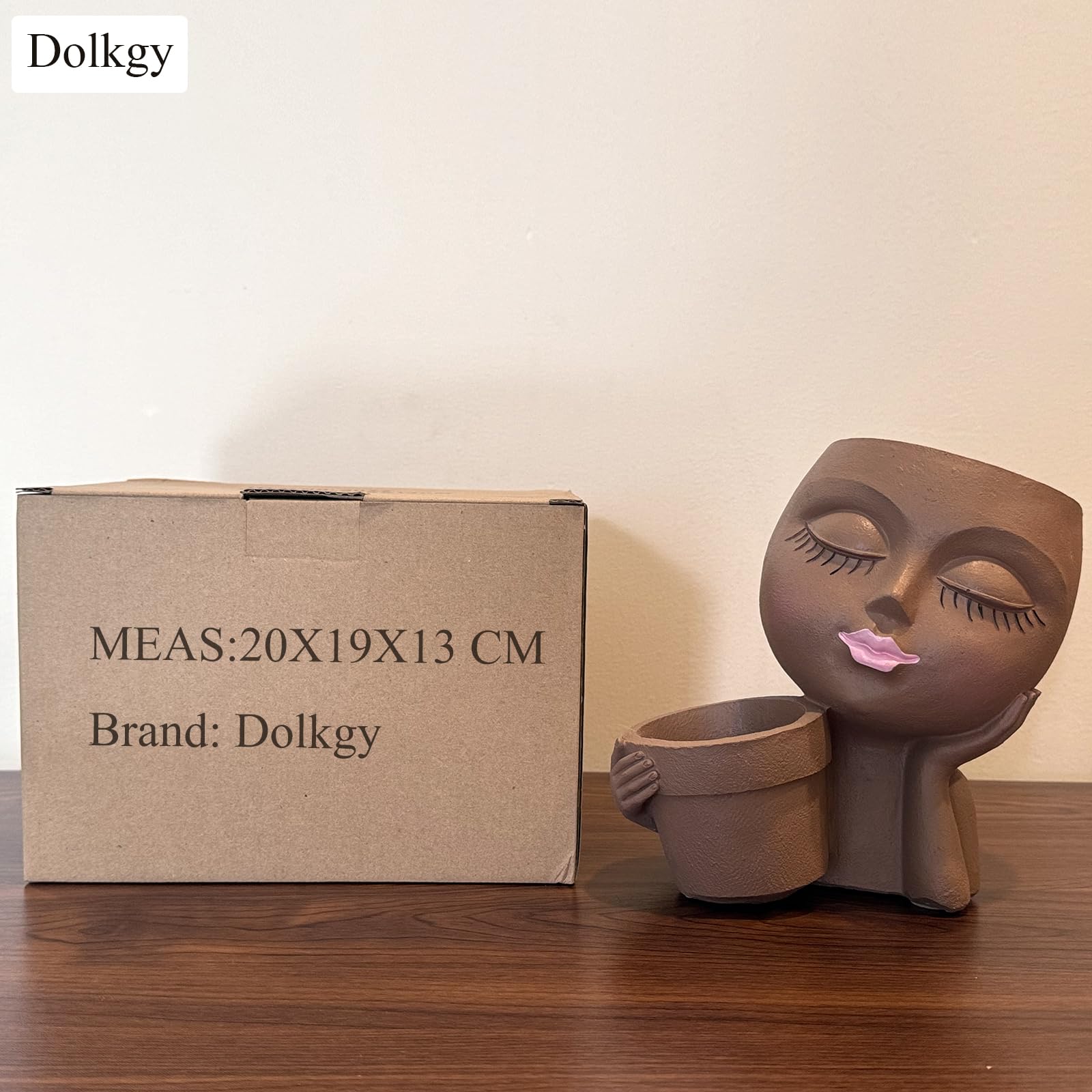 Dolkgy Resin Face Plant Vase Outdoor—weather-resistant decor for balcony or garden.