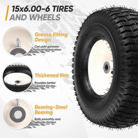Dollate 2Pack tires mounted on a mower for a smooth ride