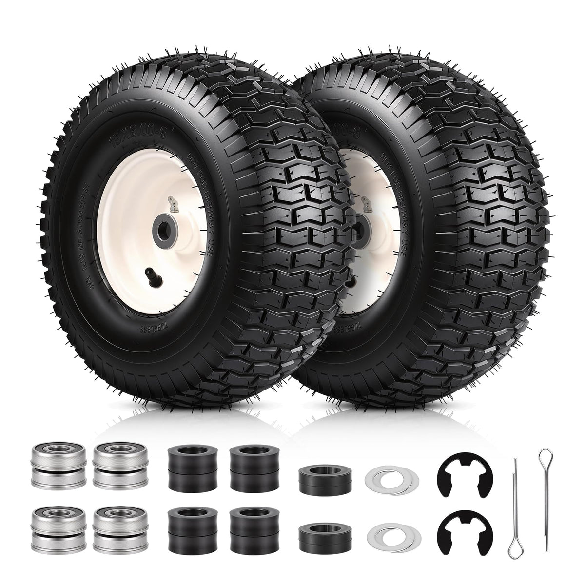 Dollate 2Pack 15x6-00-6 tire side view for stable mowing