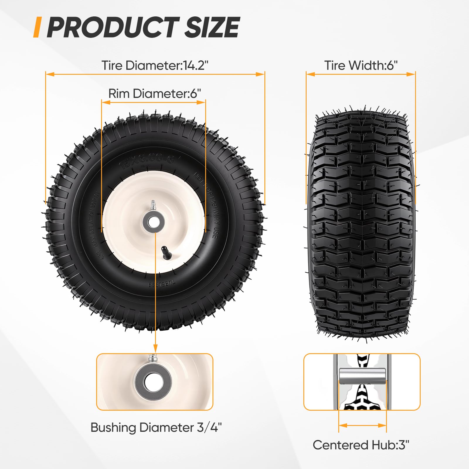 Dollate 2Pack 15x6-00-6 tread close-up shows durability