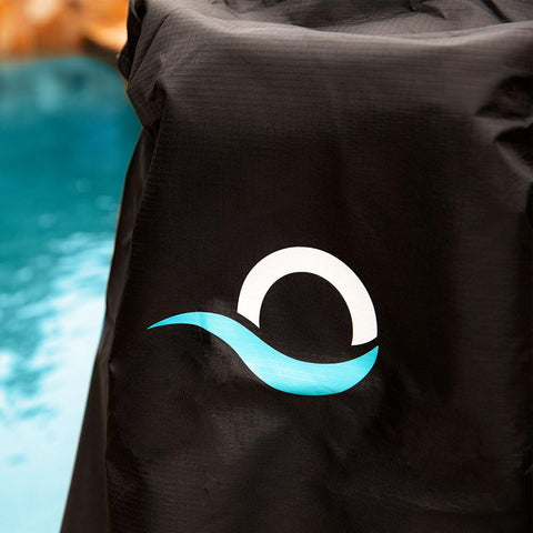 Weather-resistant vinyl shields against dust and debris near the pool.