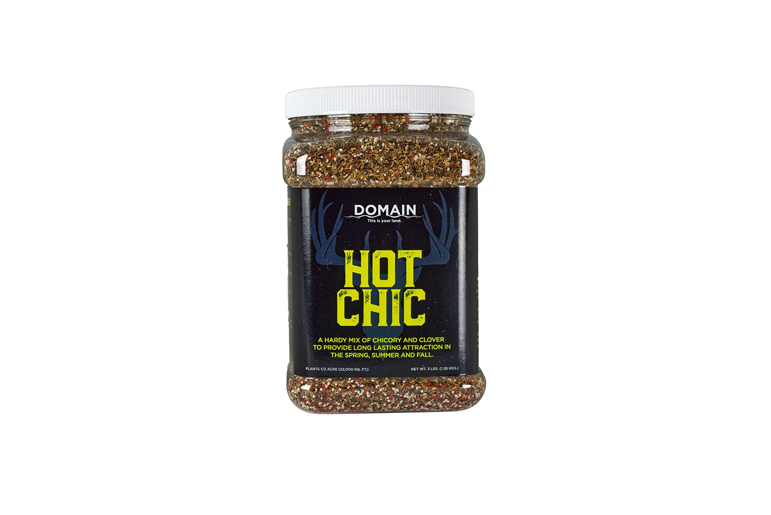 Domain Outdoor Hot Chic seed mix in an open field ready for deer forage.
