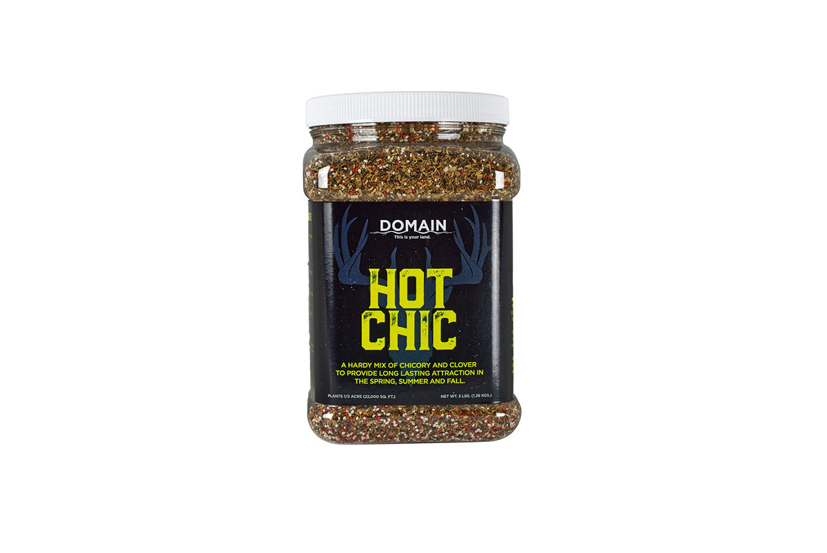 Domain Outdoor Hot Chic seed mix in an open field ready for deer forage.