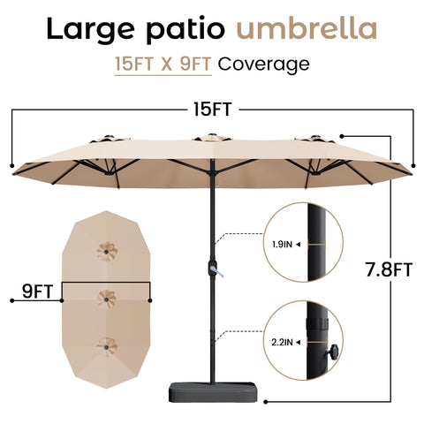 DomeShade 12 rust-proof ribs provide strong structural support.