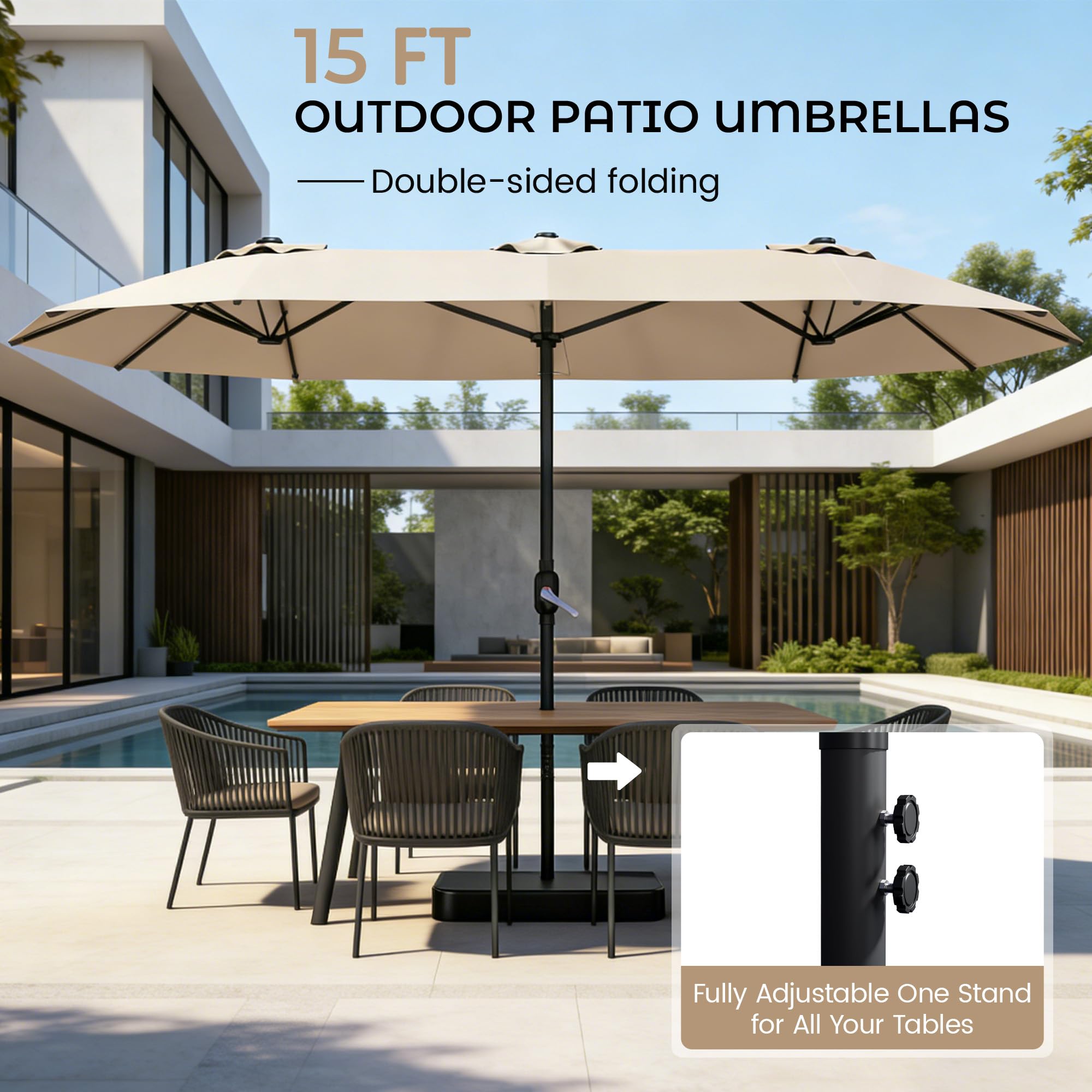 DomeShade base with sandbags provides added stability for windy days.