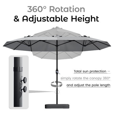 DomeShade 100% polyester canopy close-up shows waterproof and UV-resistant fabric.