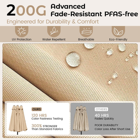 DomeShade 100% polyester canopy in beige offers waterproof and UV resistance.