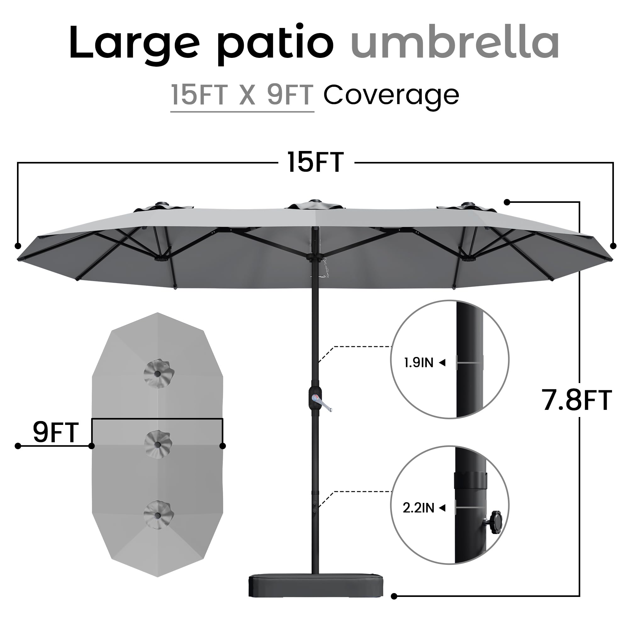 DomeShade crank mechanism close-up enables easy opening and closing.