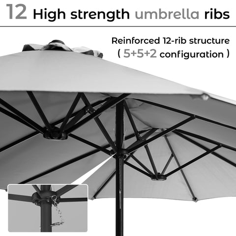DomeShade rust-proof 12 ribs highlight durable, long-lasting outdoor use.