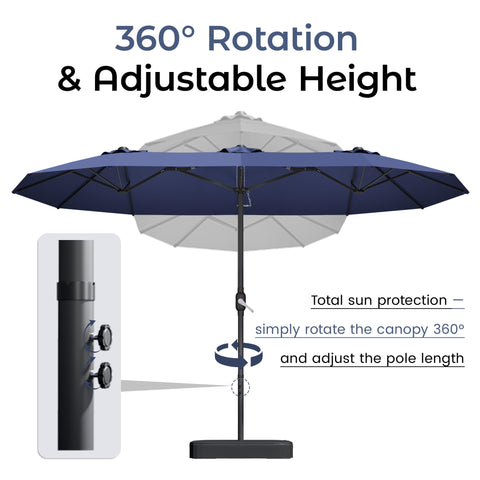 DomeShade ample shade area suits poolside dining and lounging.