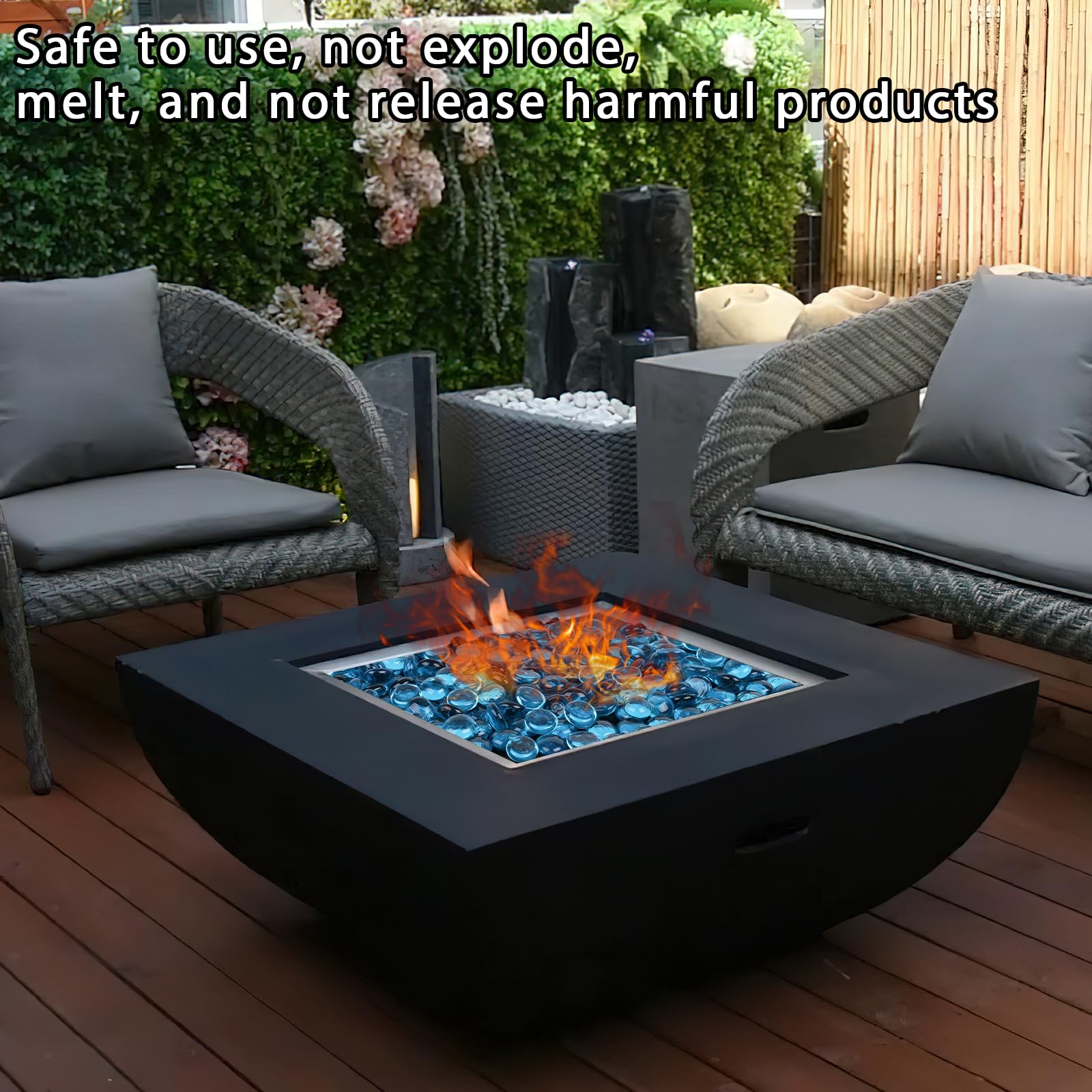 DomeStar blue beads for indoor and outdoor decorative fire setups.