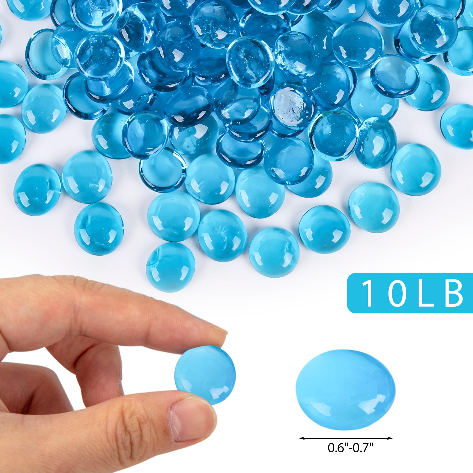 DomeStar blue glass beads create a round reflective glow for cozy patios.