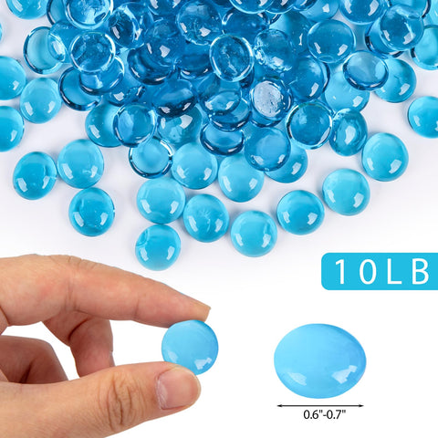 DomeStar blue glass beads create a round reflective glow for cozy patios.