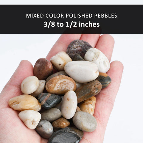 Domestar River Rocks polished pebbles close-up highlighting smooth surface.