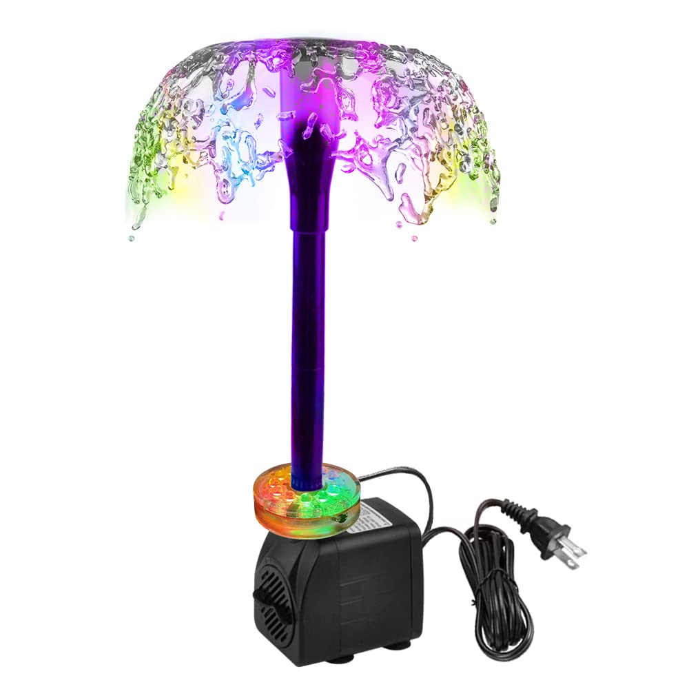 DOMICA fountain pump with LED light illuminates ponds and aquariums at night