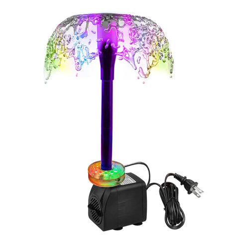 DOMICA fountain pump with LED light illuminates ponds and aquariums at night