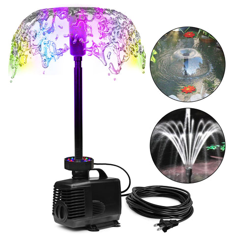 DOMICA LED pond pump with fountain kit lights water features at night