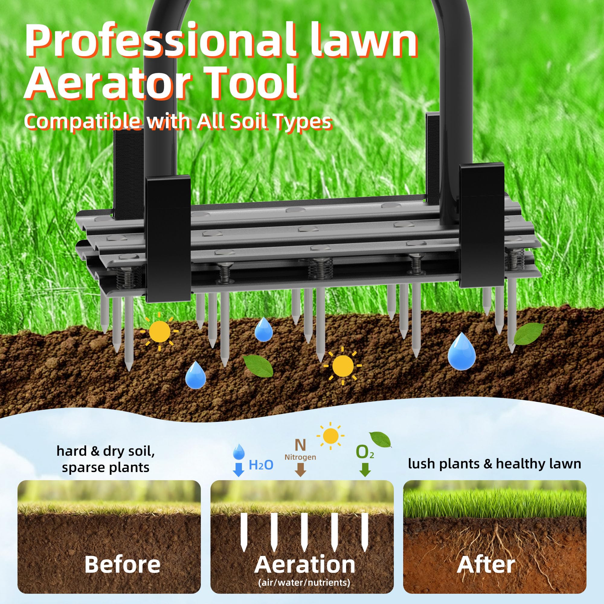 DomiHapi aerator tool 2-in-1 configuration for versatile coverage.