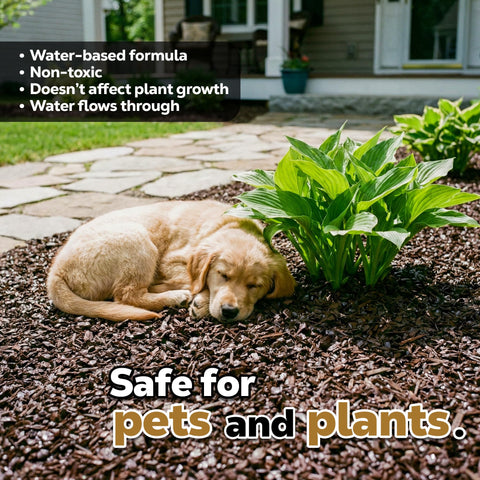 Dominator Mulch Anchor provides 12–24 months of durable binding.