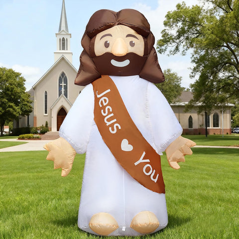 DomKom 6ft Jesus inflatable—bright yard centerpiece for Easter and Christmas.