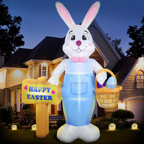 DomKom 8ft Easter Bunny inflates to welcome guests in the garden