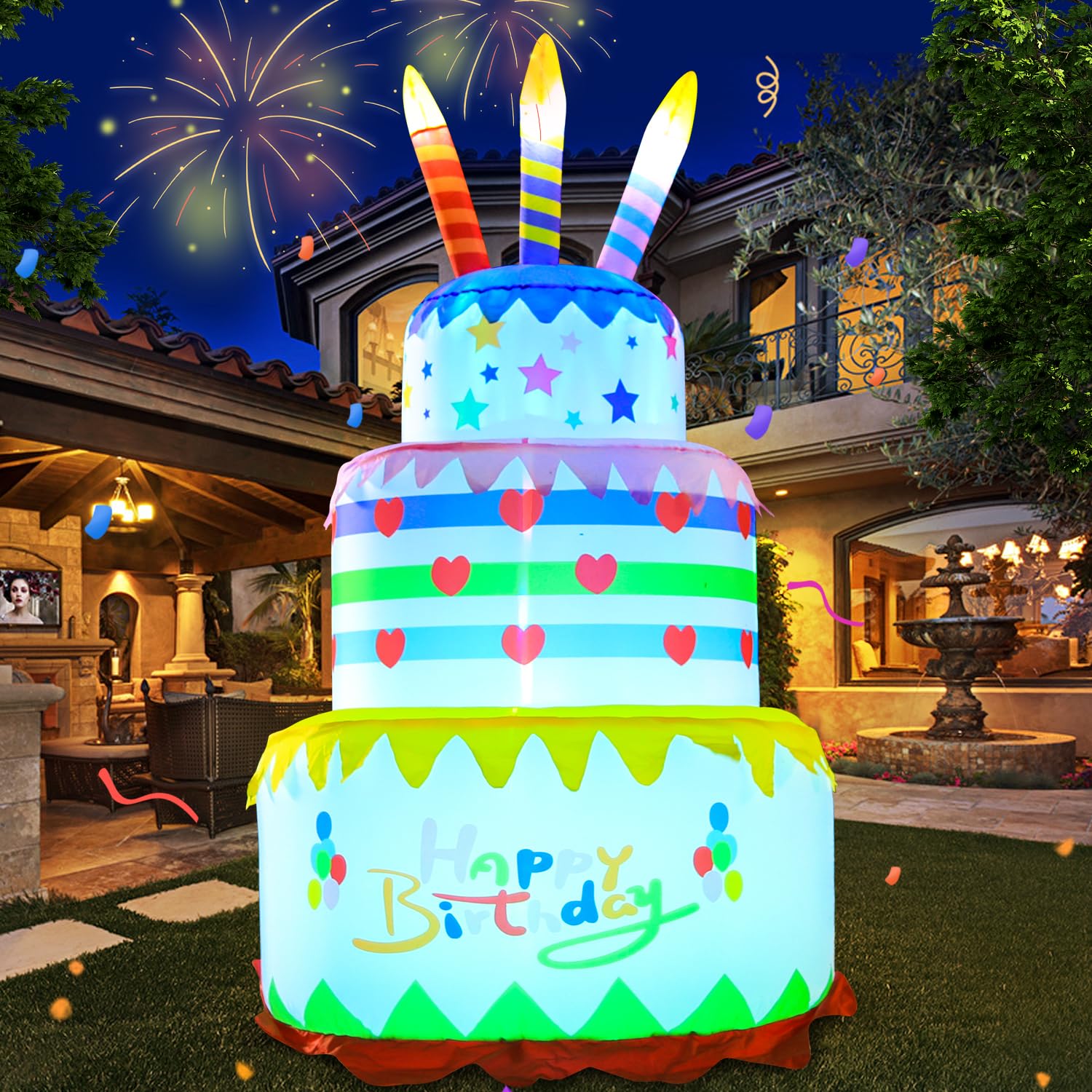 DomKom birthday cake with built in LED lights brightens nighttime celebrations