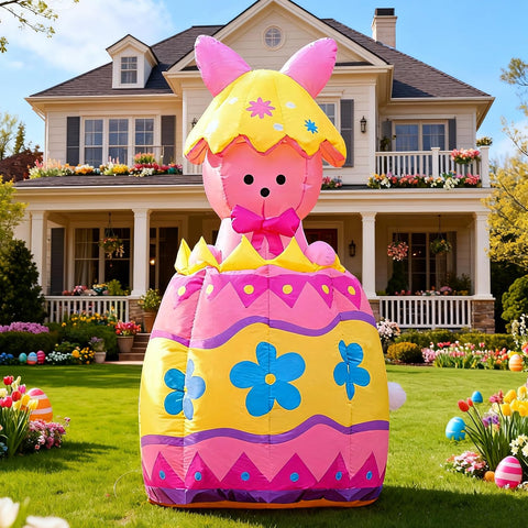 DomKom Easter bunny LED yard decor brightens evening outdoor spaces.