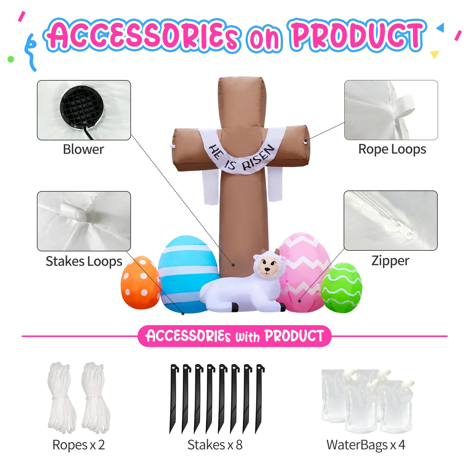 DomKom Easter Cross stores compactly after use for easy seasonal storage.