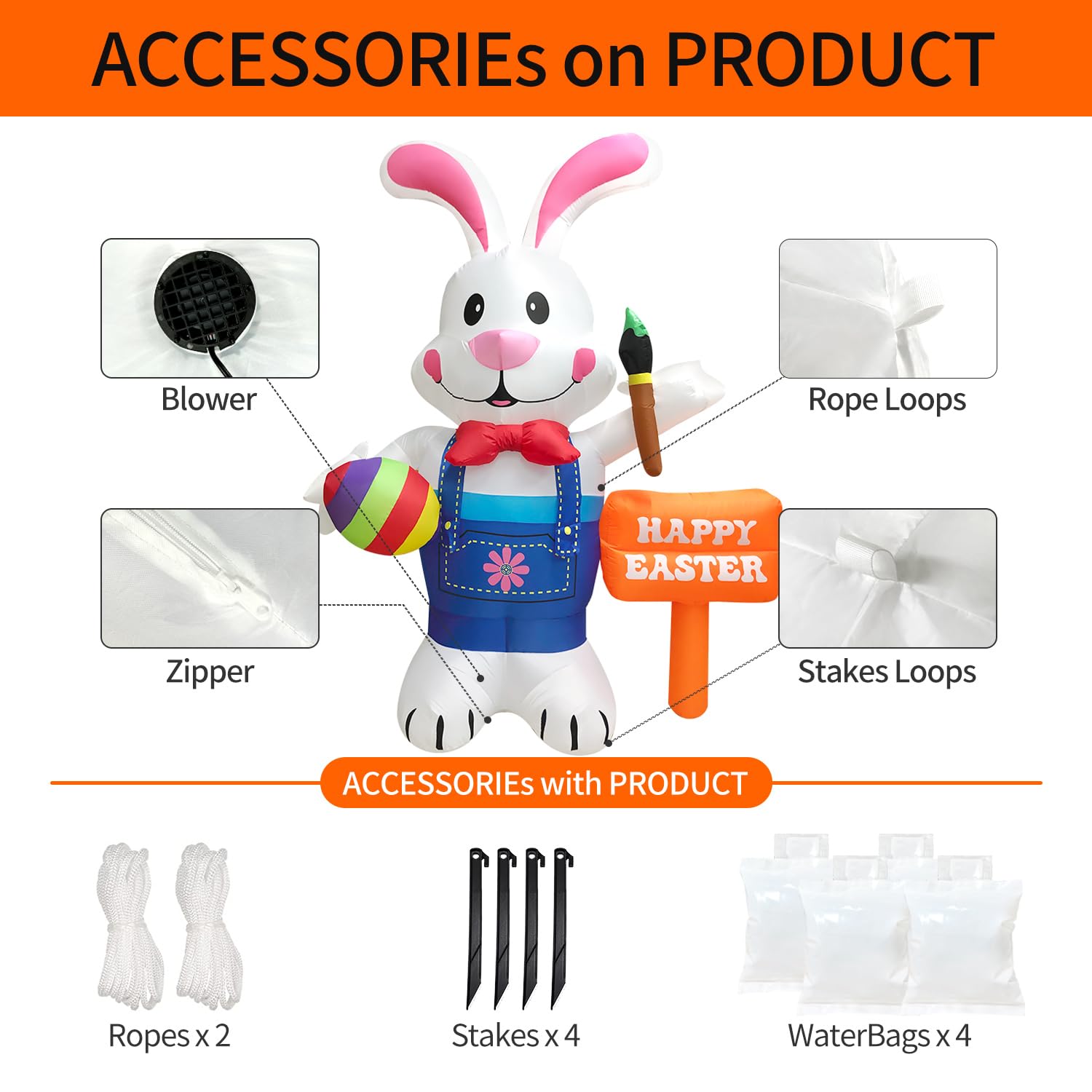 DomKom bright LED-lit Easter decoration lights up your lawn at night.