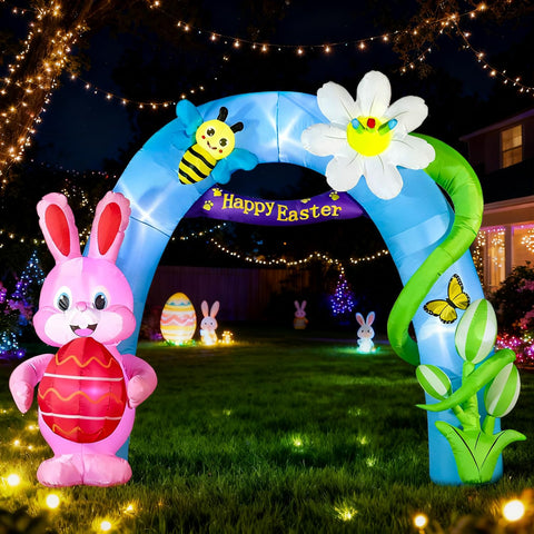 DomKom inflatable archway secured with water bag and rope for stability
