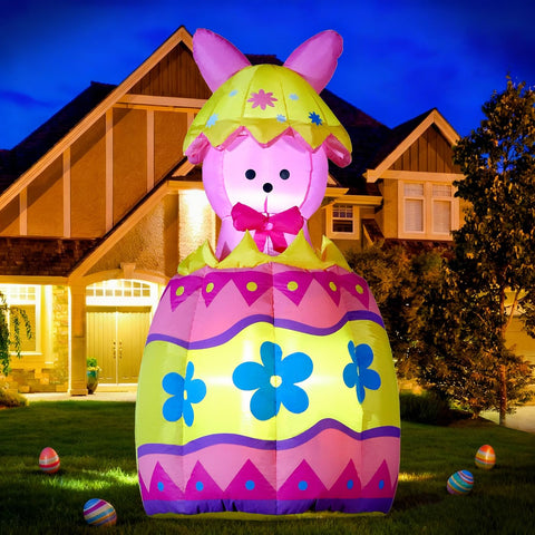 DomKom self-inflating bunny yard display for quick outdoor setup.