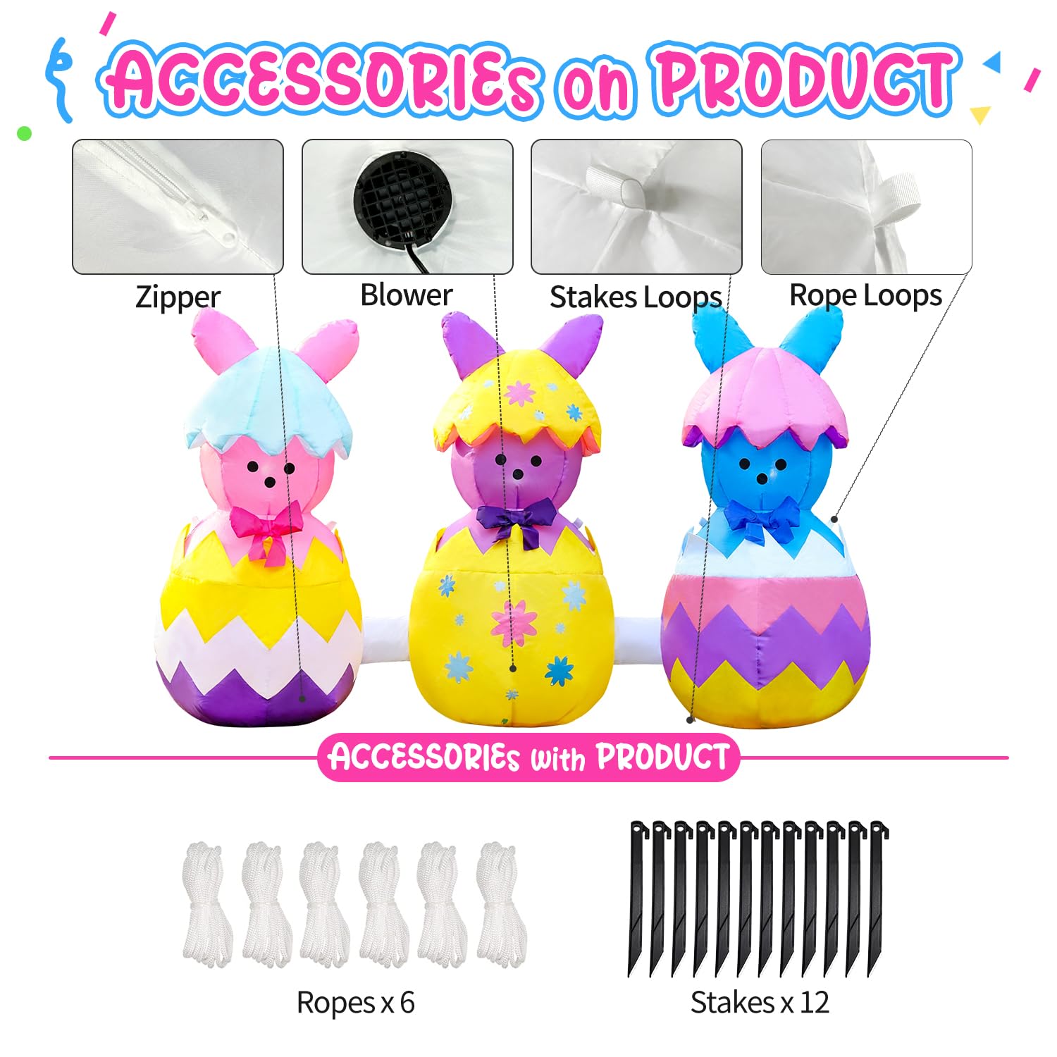 DomKom three-bunny design welcomes guests during Easter egg hunts.