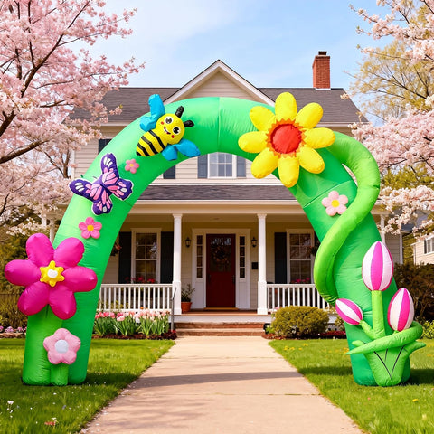 DomKom weatherproof polyester arch withstands sun and light rain.