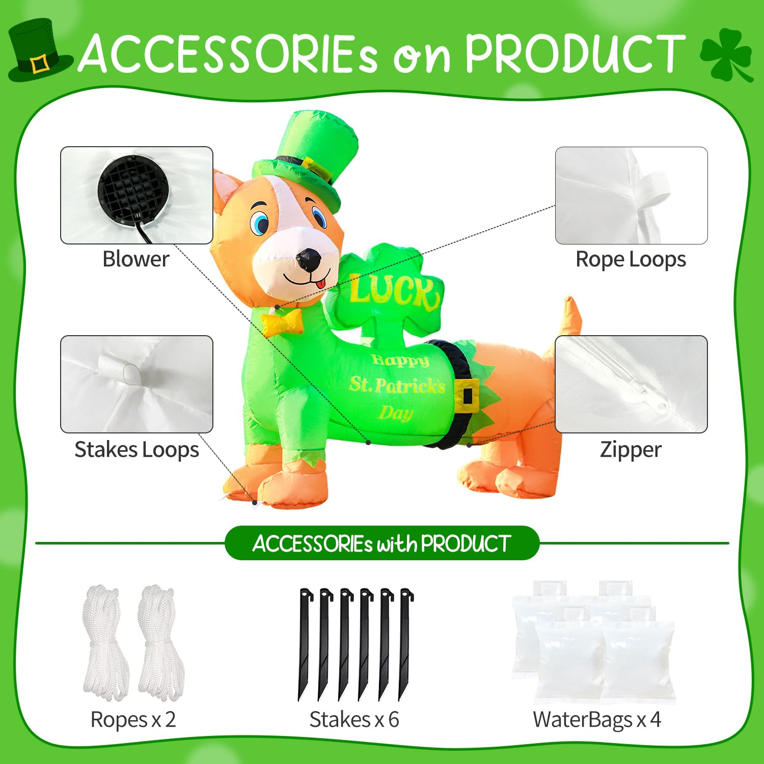 DomKom weatherproof polyester dachshund inflatable withstands rain and wind.
