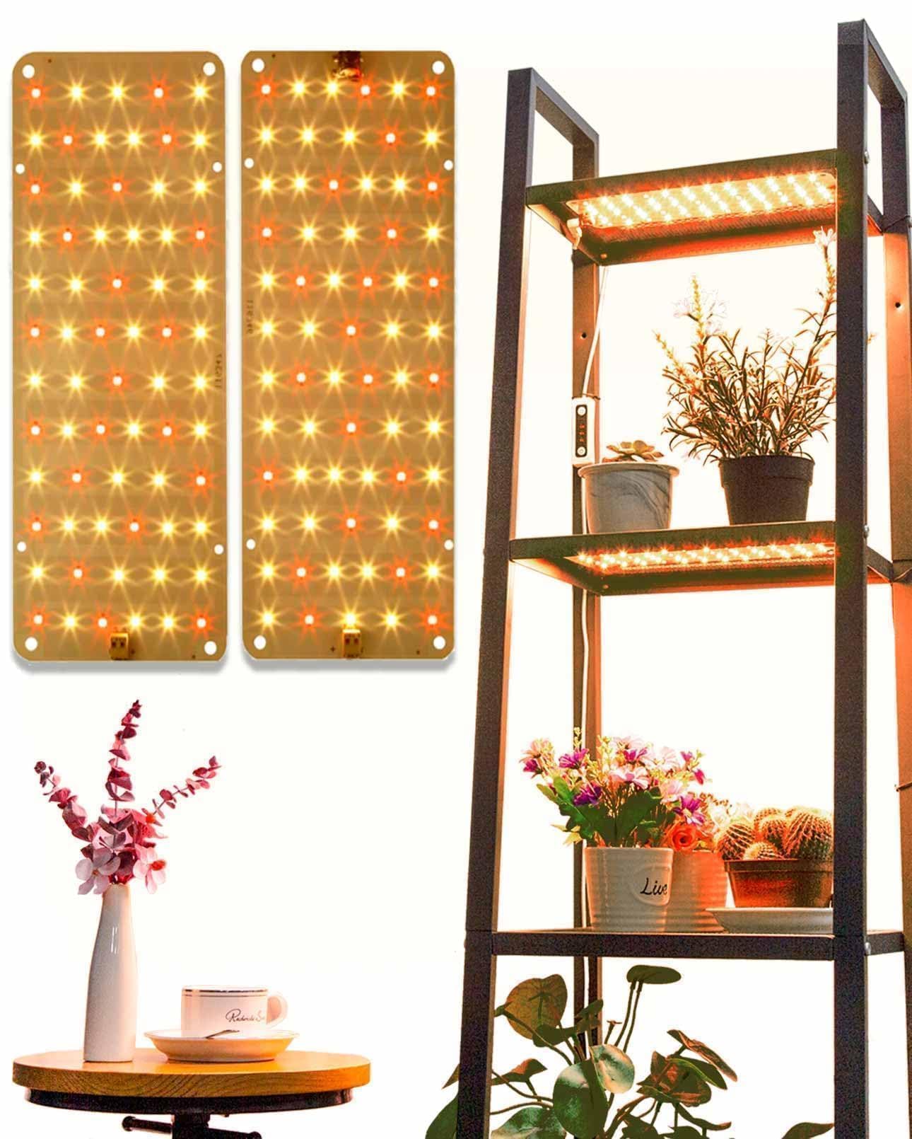 DOMMIA panel grow light under-shelf setup provides even lighting for compact indoor herbs