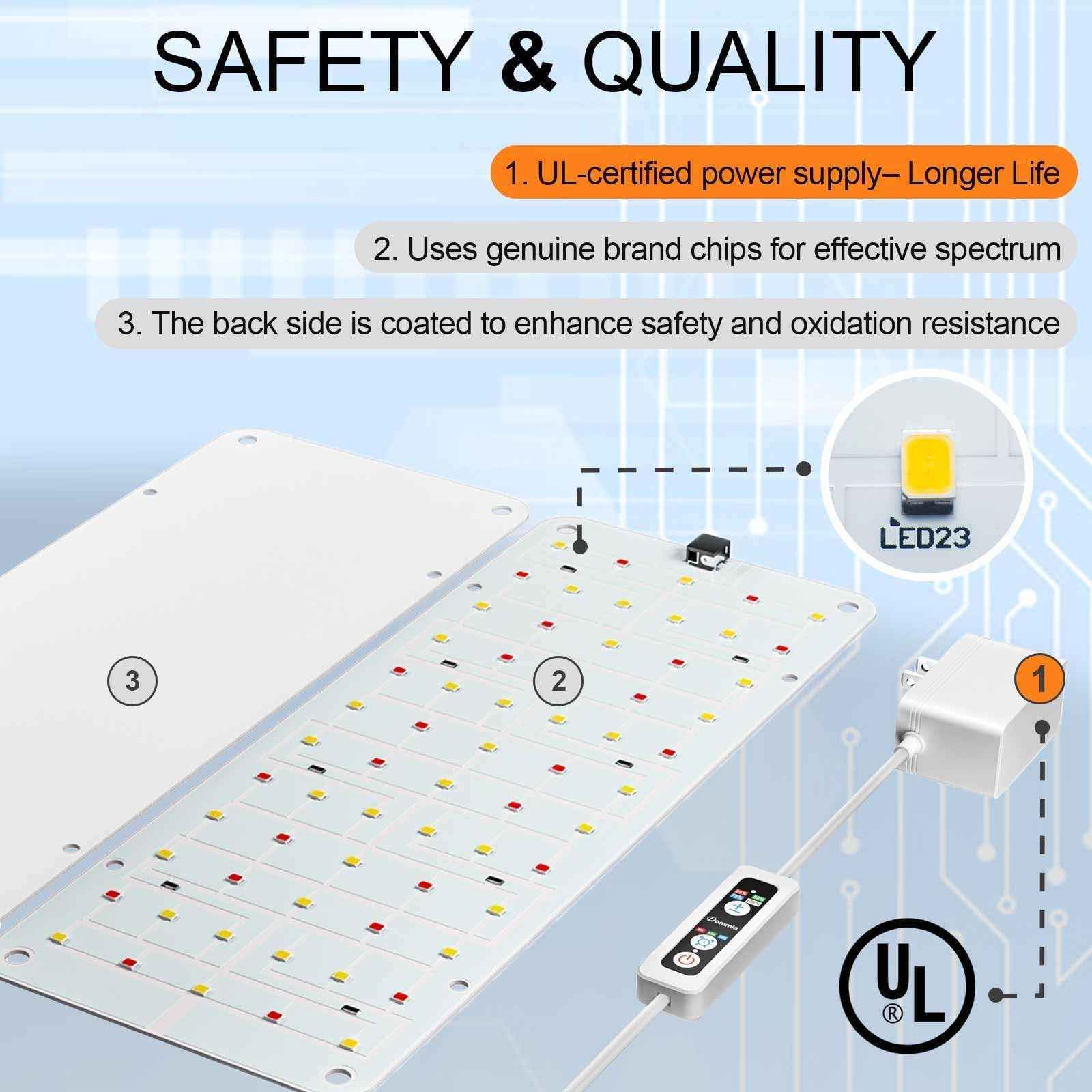 DOMMIA shelf grow light adhesive pads enable simple cabinet mounting