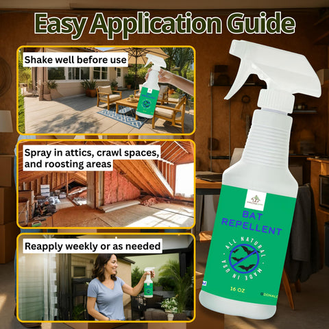 Easy spray-on action with Donaldson Farms Bat Repellent Spray