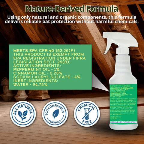 Donaldson Farms Bat Repellent Spray used outdoors for quick deterrence