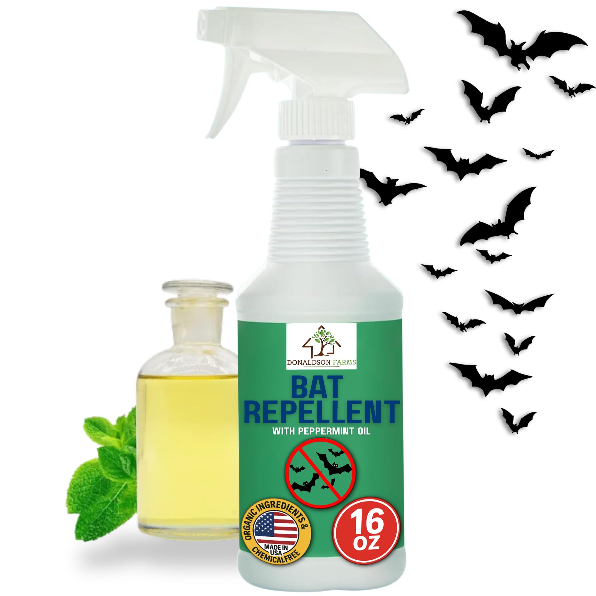 Donaldson Farms Bat Repellent Spray bottle for easy indoor and outdoor deterrence