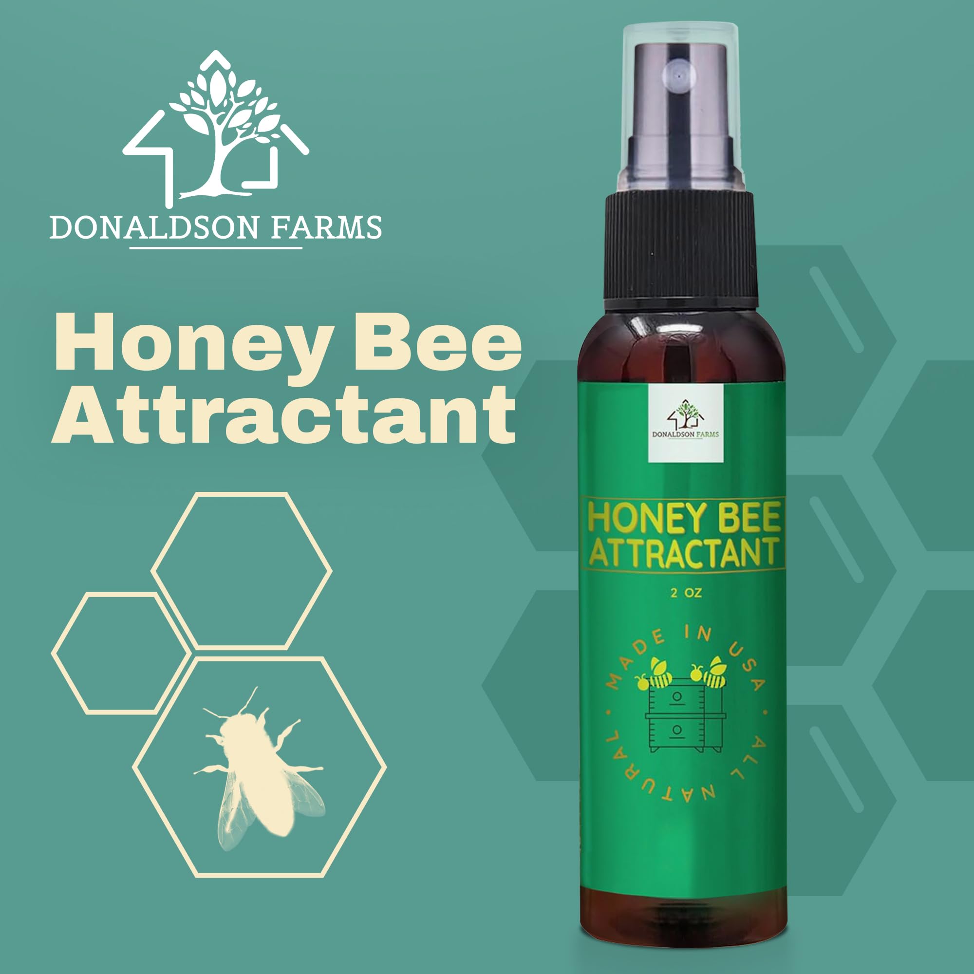 Donaldson Farms lemongrass oil 2oz bottle enhances natural bee attraction