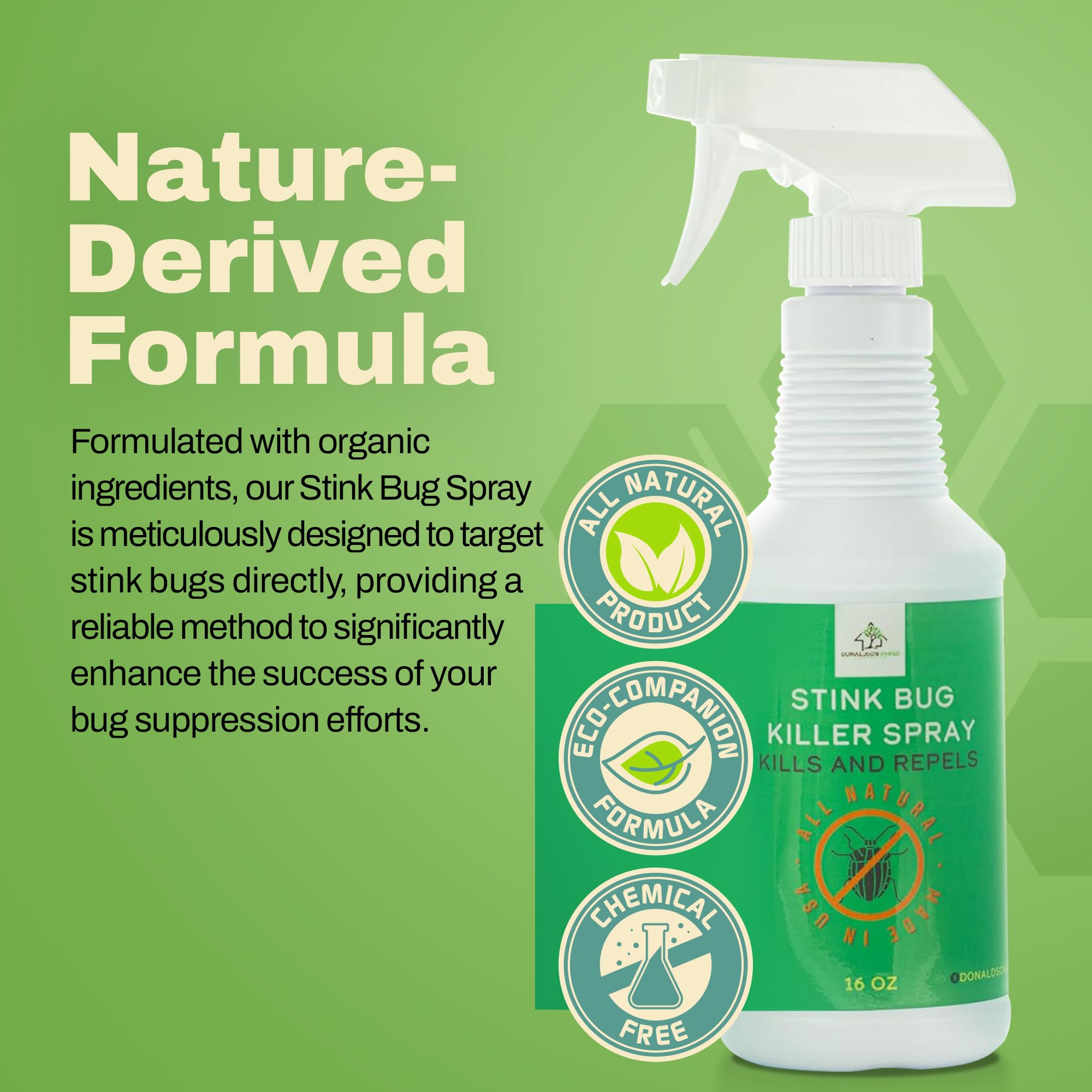 Donaldson Farms plant-based ingredients icons illustrate eco-friendly defense.