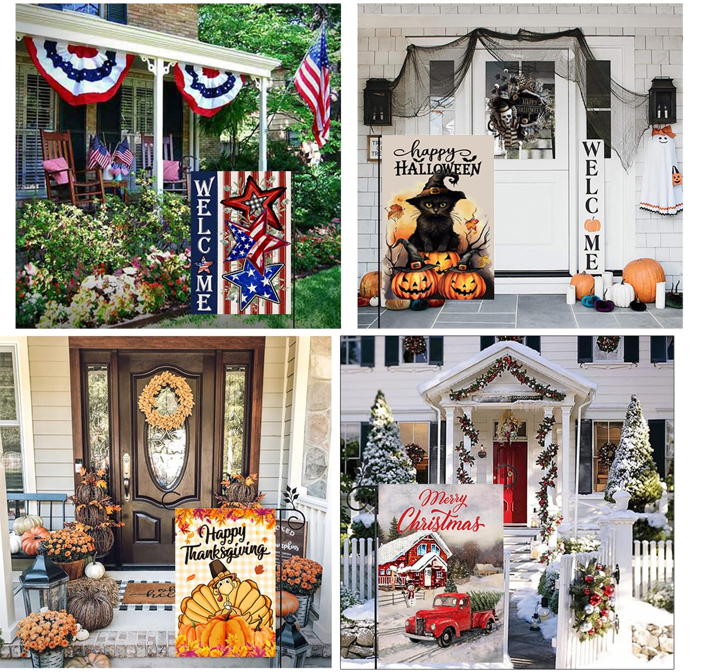 Doncida all-year outdoor flag set for versatile seasonal decorating outdoors.