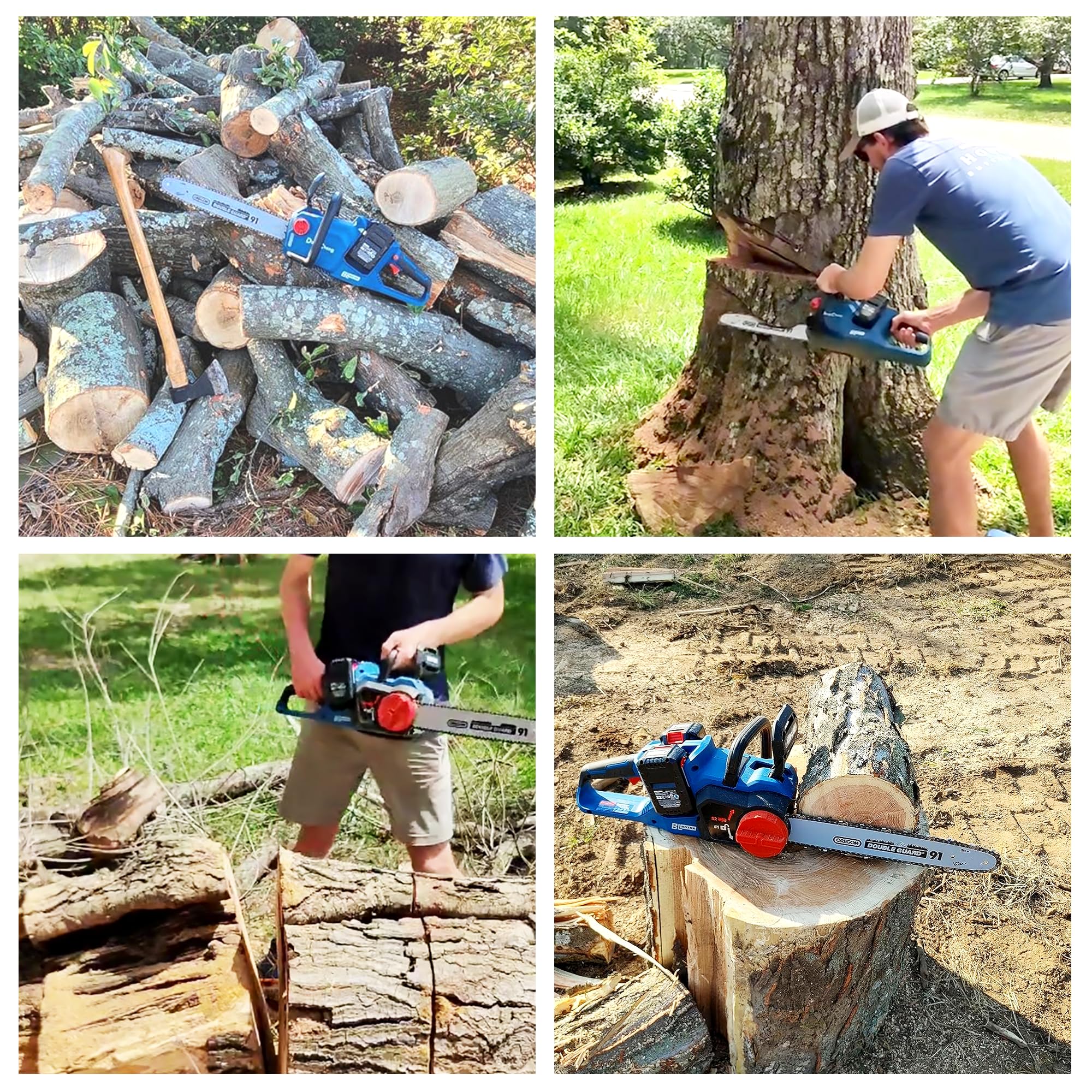 Dong Cheng chainsaw includes dual 4.0Ah batteries and charger for ready-to-work