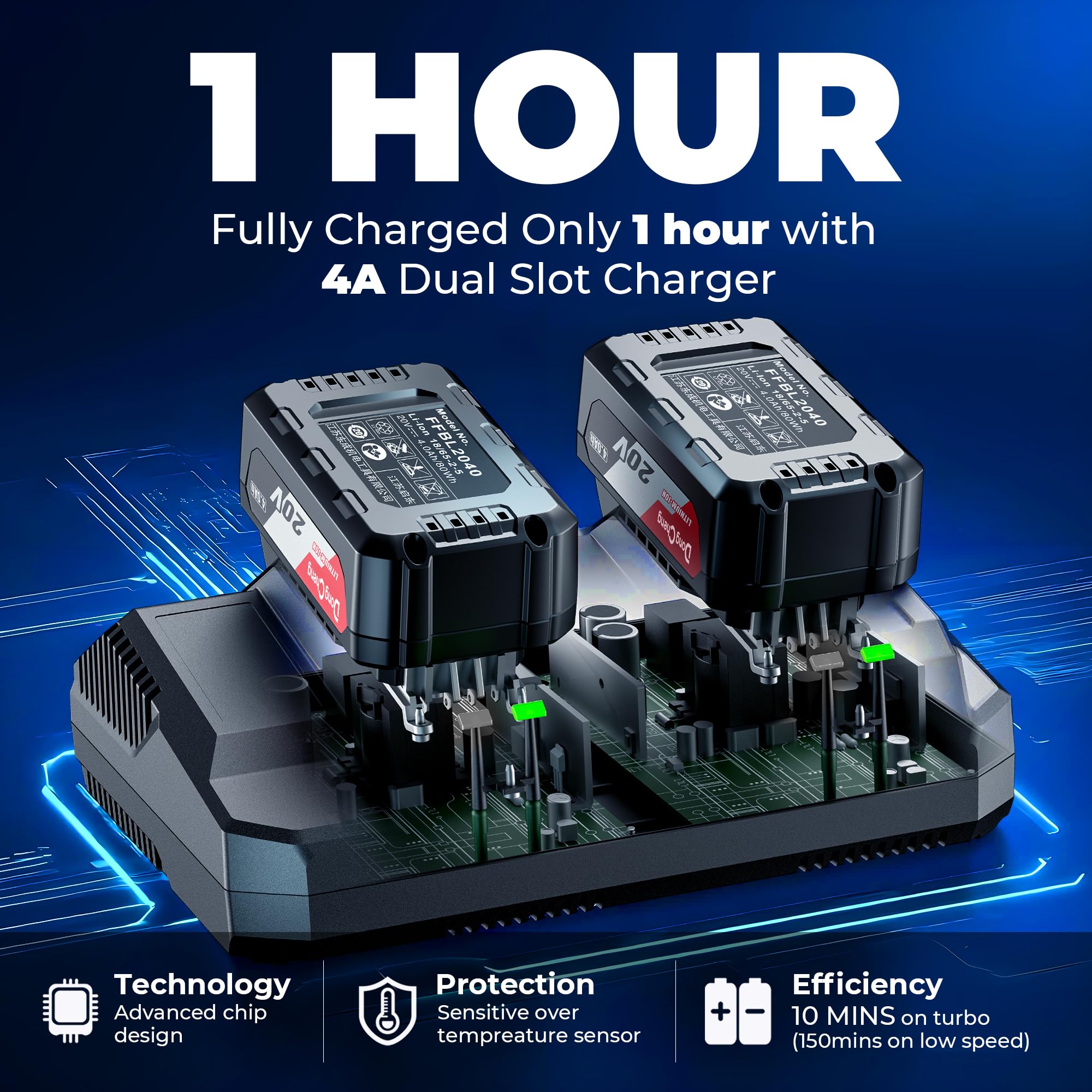 Dong Cheng operates quietly at 79 dB for outdoor use