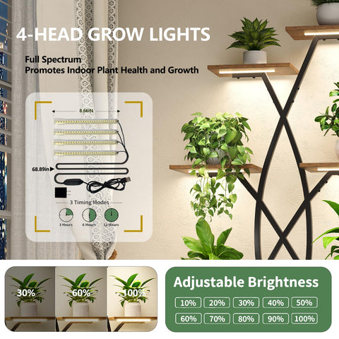 DongRong 66-inch plant stand showcases vertical greens, saving floor space.