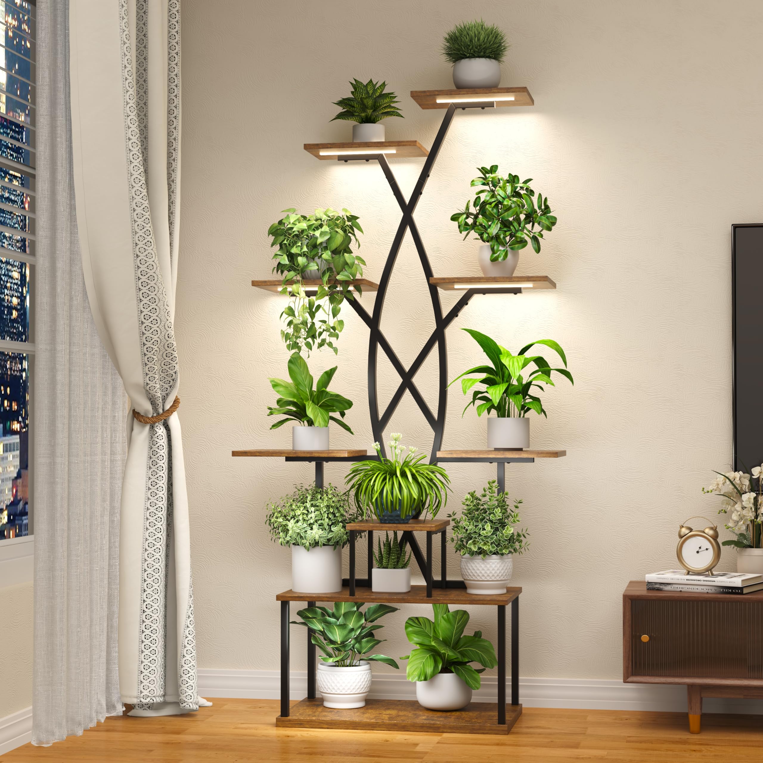 DongRong plant stand with grow-light four-heads illuminates indoor plants for healthy growth.