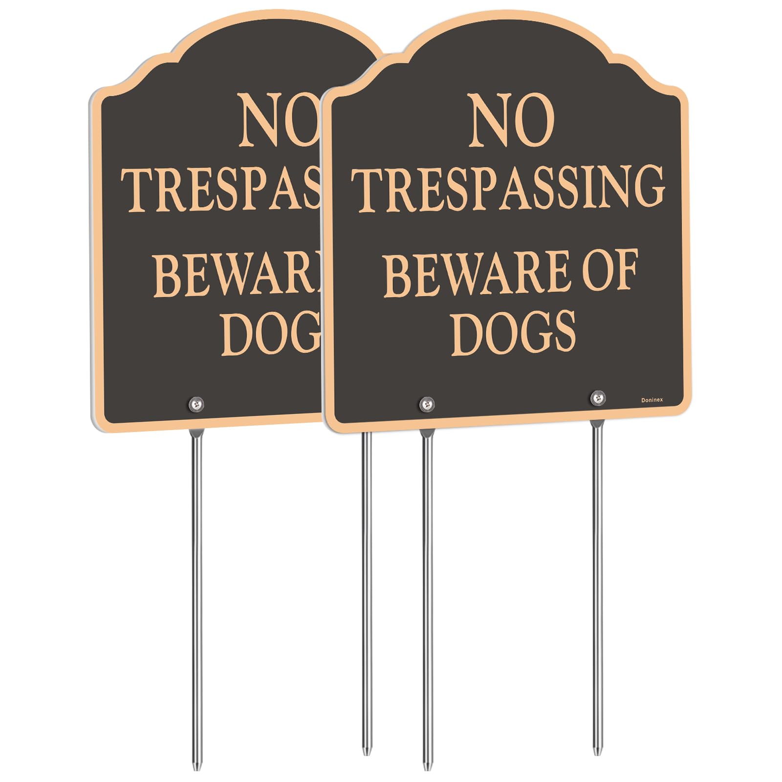 Doninex Beware Dogs 12x12 sign with reflective finish for high visibility.