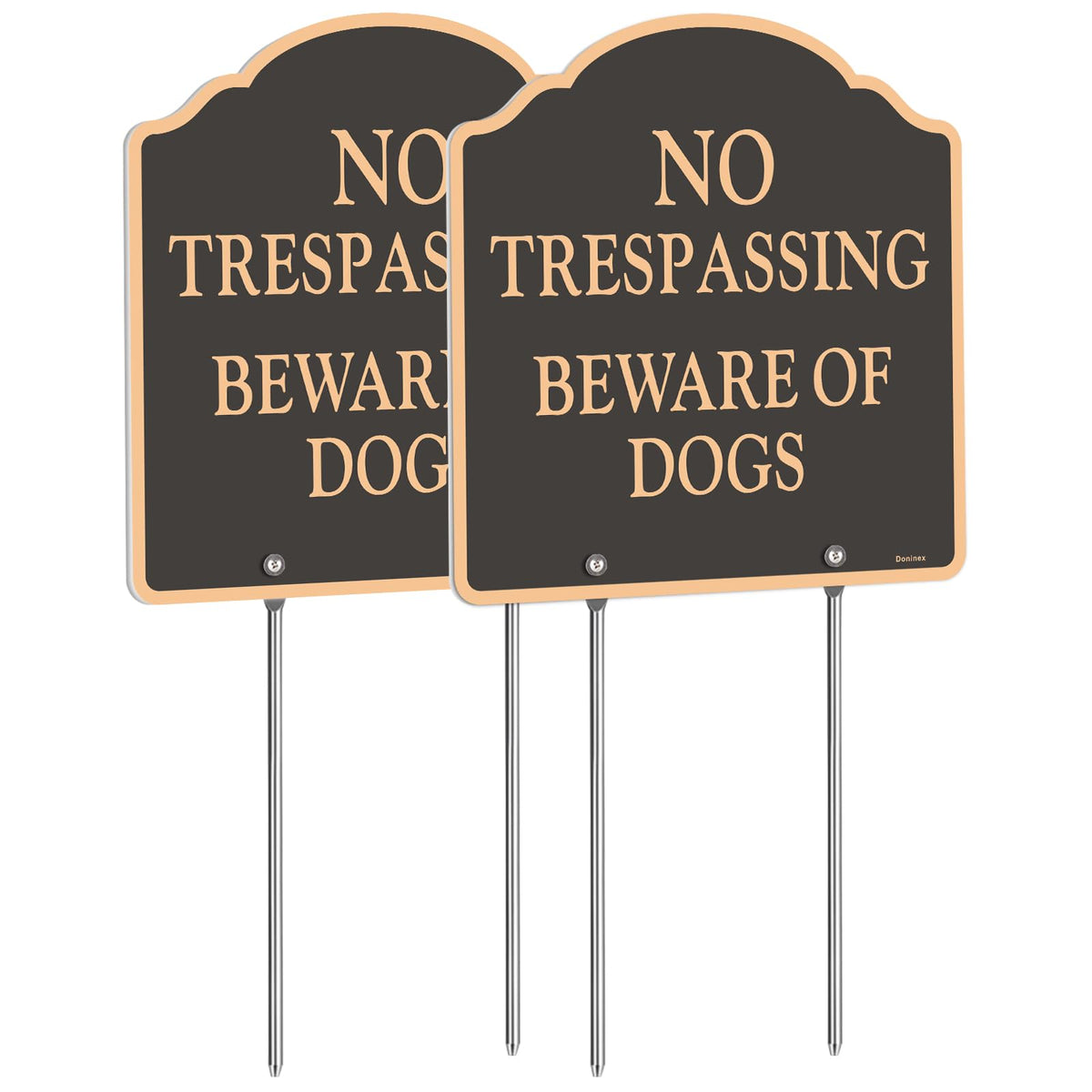 Doninex Beware Dogs 12x12 sign with reflective finish for high visibility.