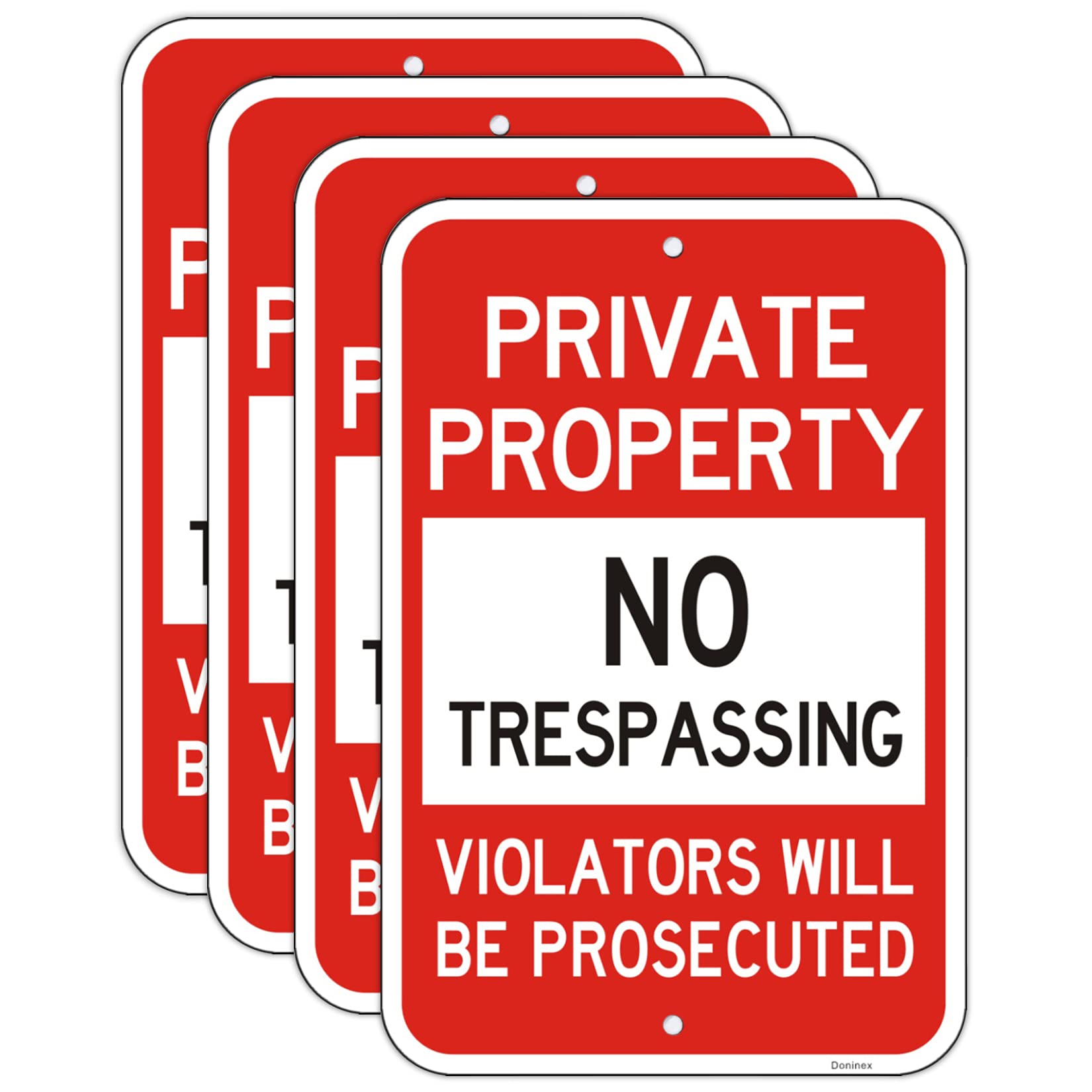 Doninex private-property-no-trespassing-sign 12x18 with high visibility for deterrence at night