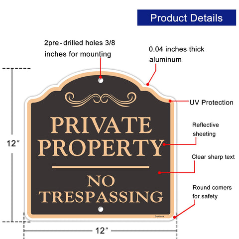Doninex private property sign designed for outdoor weatherproof use.
